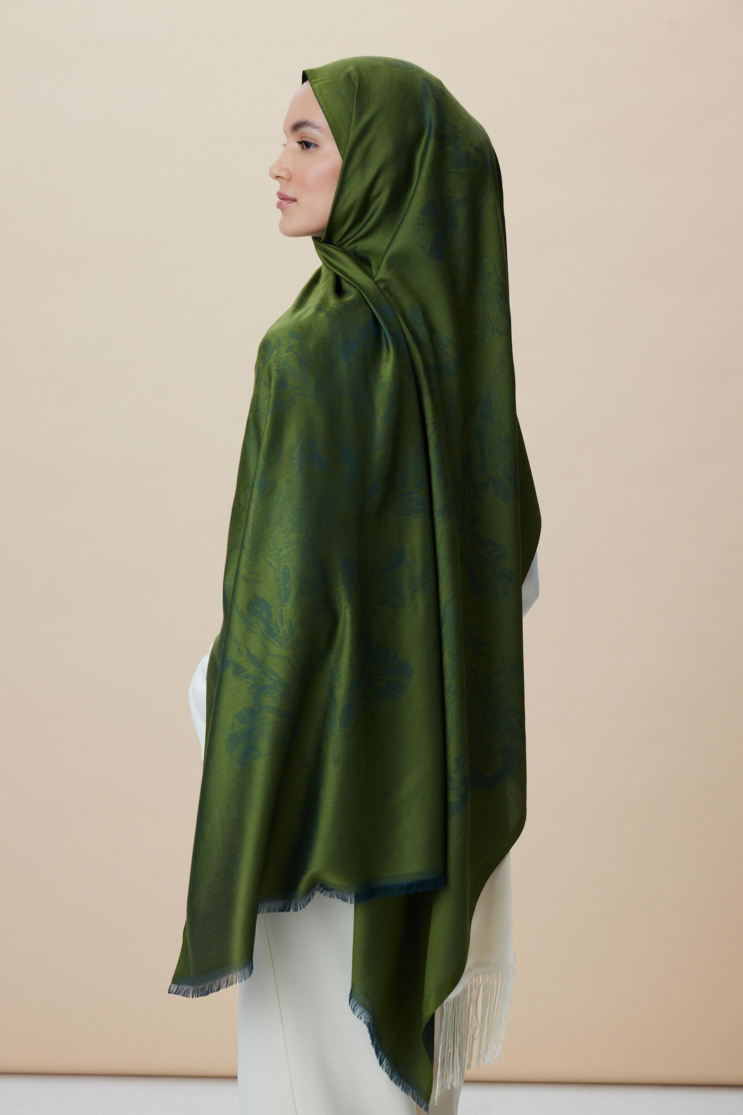 Maisa JADE JAKARLI MODAL İPEK ŞAL 70*200 CM - YEŞİL