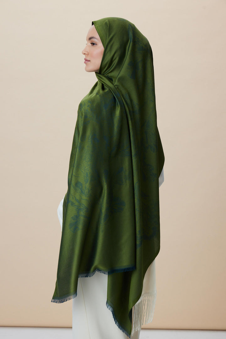 Maisa JADE JAKARLI MODAL İPEK ŞAL 70*200 CM - YEŞİL