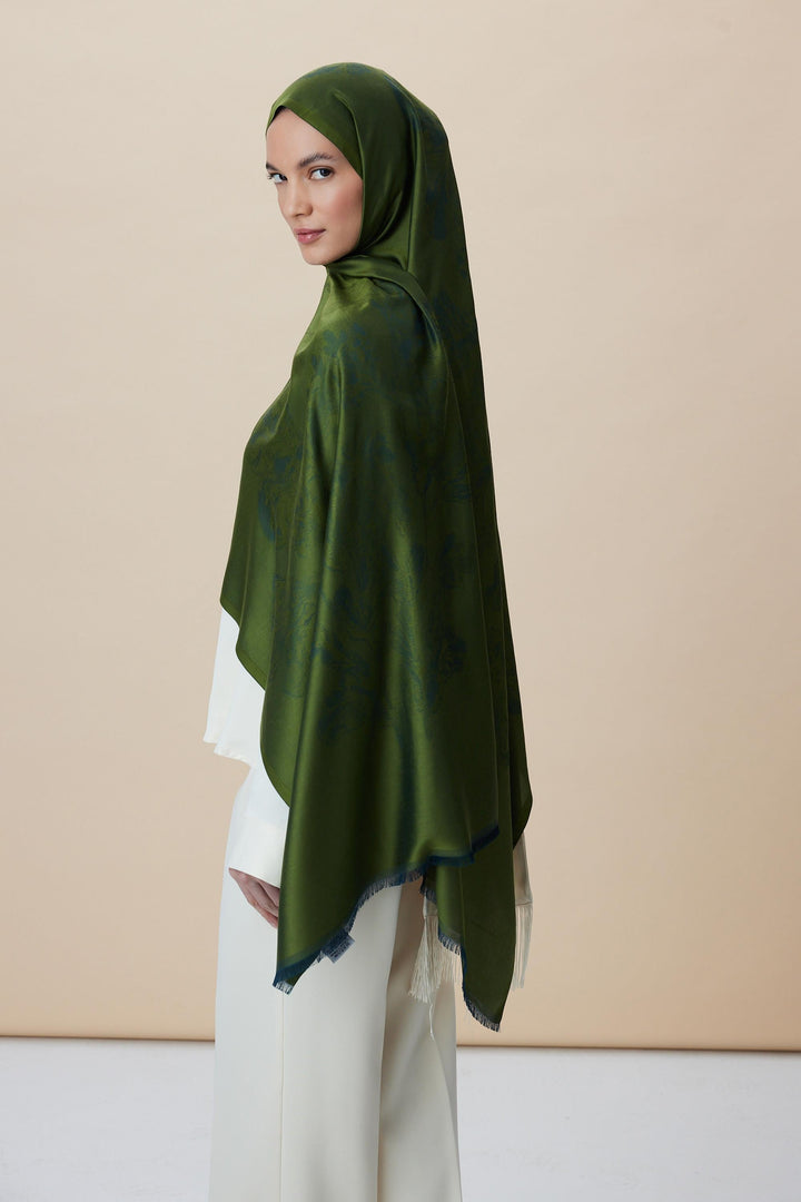 Maisa JADE JAKARLI MODAL İPEK ŞAL 70*200 CM - YEŞİL