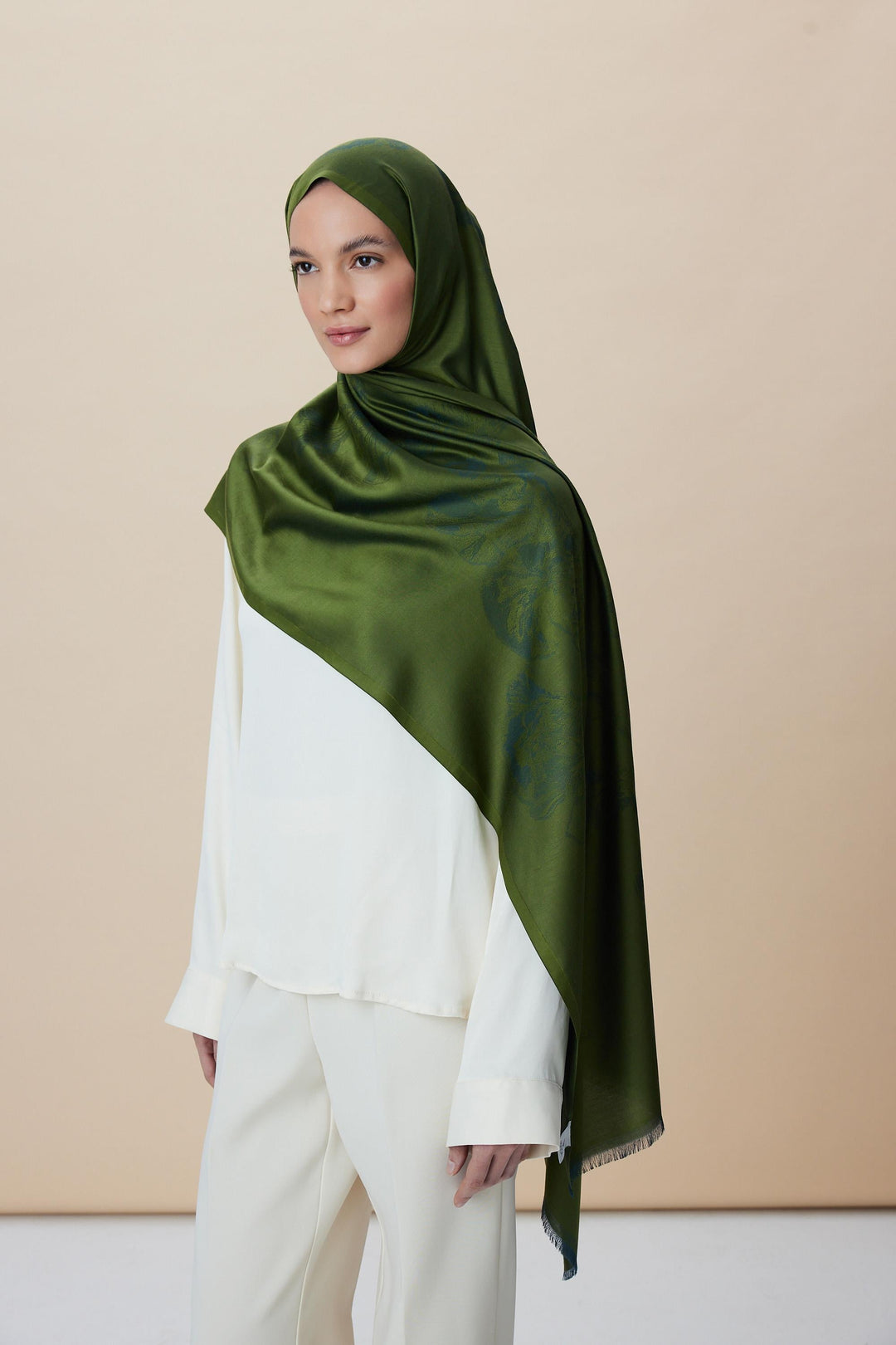 Maisa JADE JAKARLI MODAL İPEK ŞAL 70*200 CM - YEŞİL