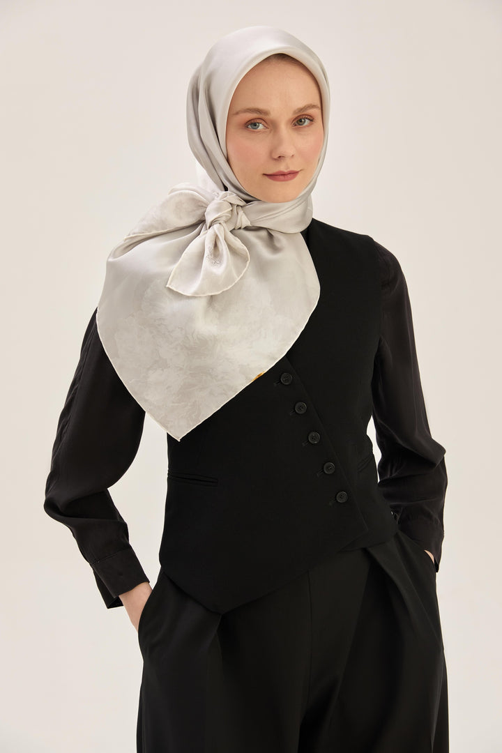 Maisa KATRE SURA İPEK EŞARP 90*90 CM - AÇIK GRİ