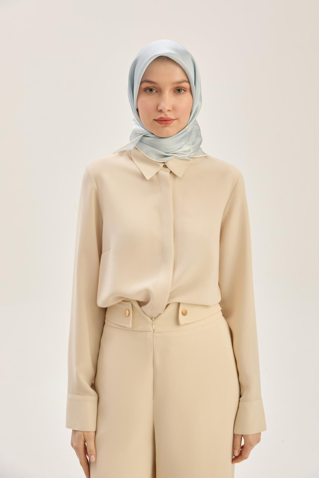 Maisa KATRE SURA İPEK EŞARP 90*90 CM - AÇIK MAVİ