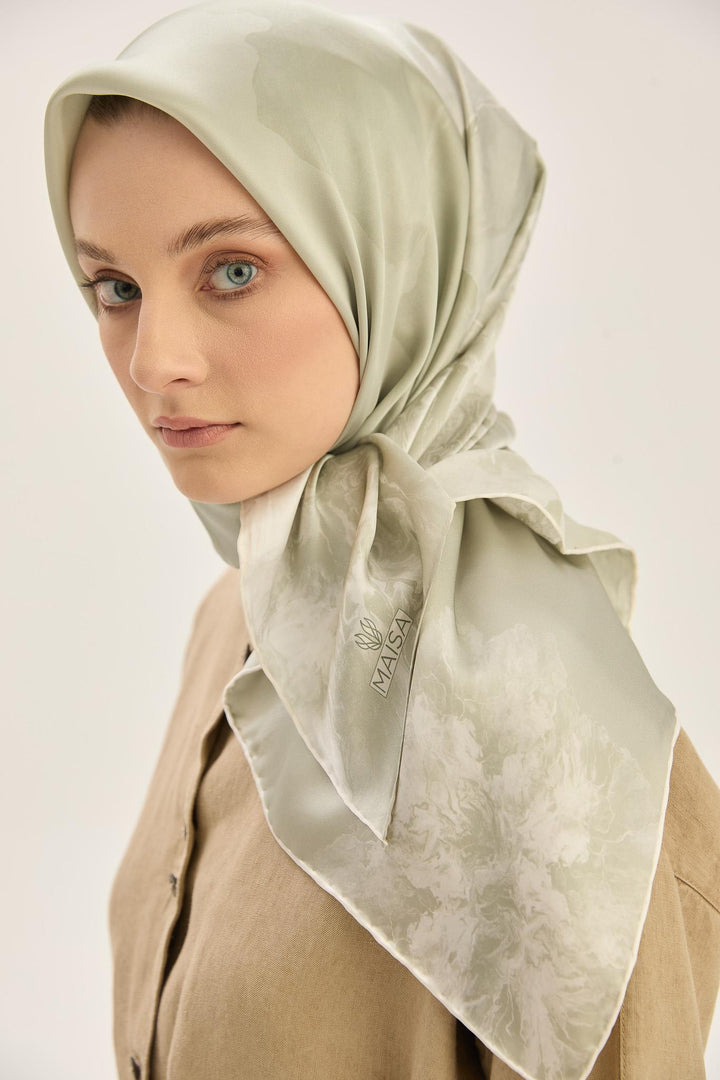 Maisa KATRE SURA İPEK EŞARP 90*90 CM - AÇIK YEŞİL