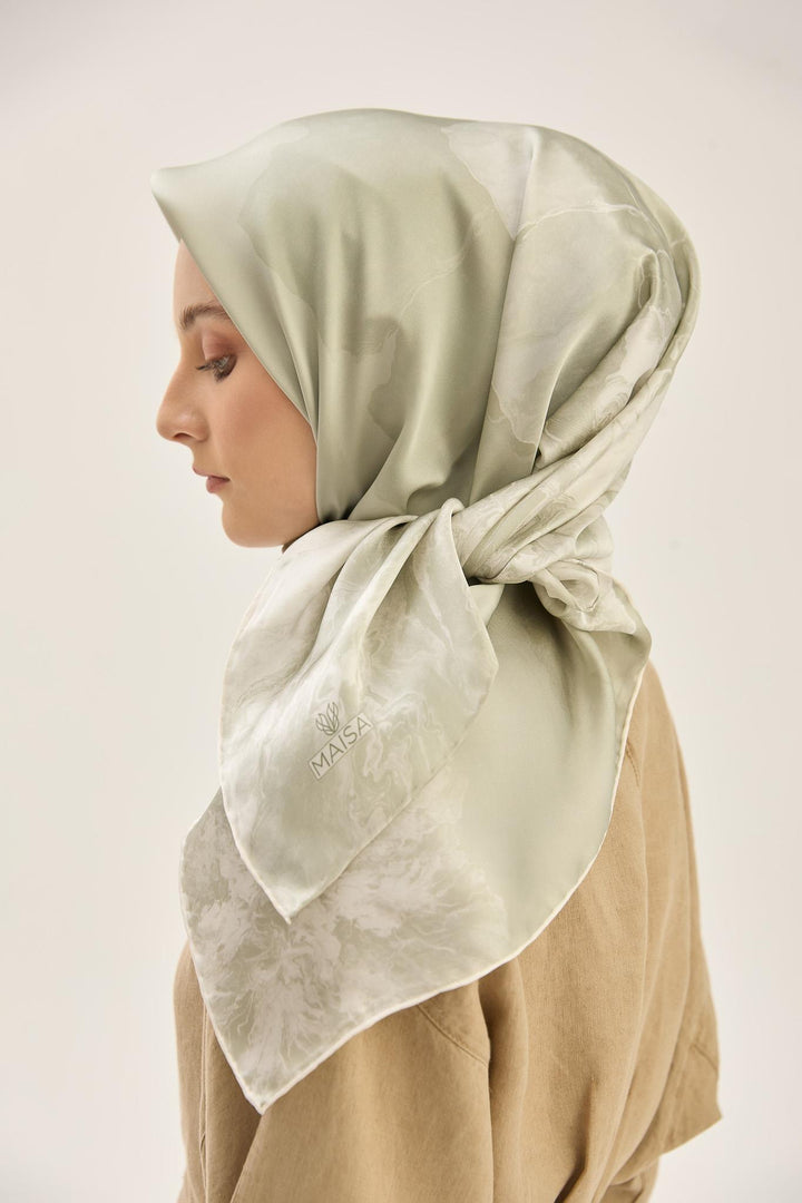 Maisa KATRE SURA İPEK EŞARP 90*90 CM - AÇIK YEŞİL