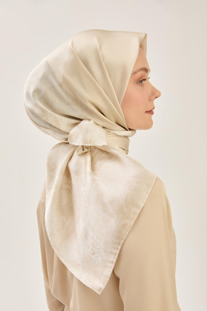 Maisa KATRE SURA İPEK EŞARP 90*90 CM - BEJ