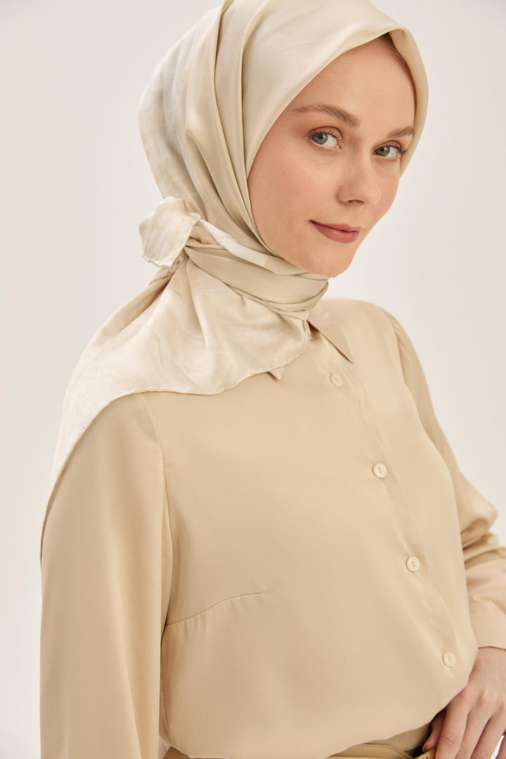 Maisa KATRE SURA İPEK EŞARP 90*90 CM - BEJ