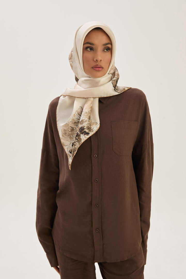 Maisa KATRE SURA İPEK EŞARP 90*90 CM - CAMEL