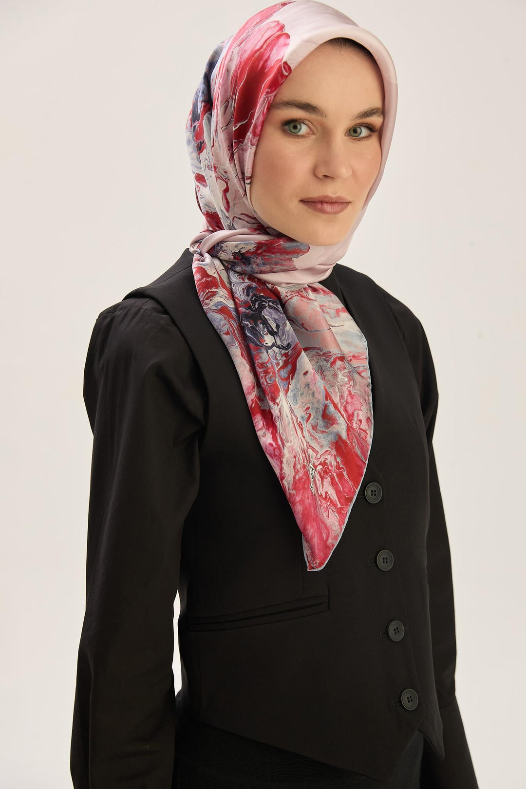 Maisa KATRE SURA İPEK EŞARP 90*90 CM - GÜL KURUSU