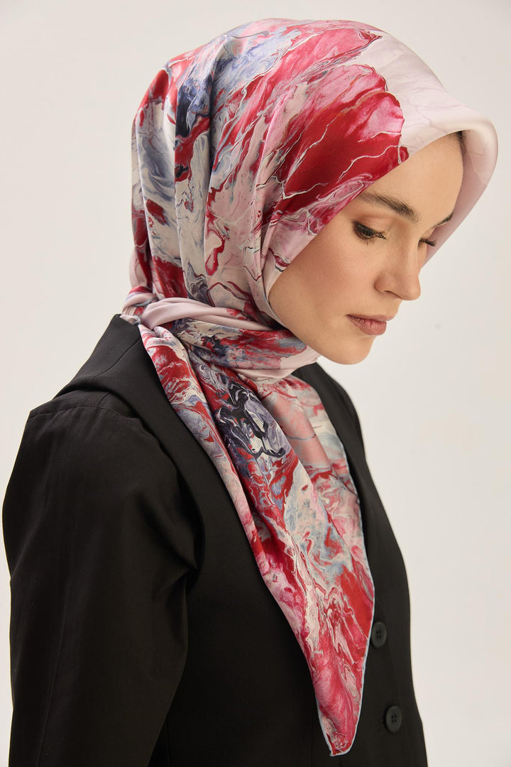 Maisa KATRE SURA İPEK EŞARP 90*90 CM - GÜL KURUSU