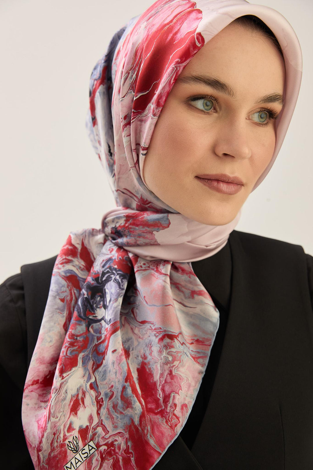 Maisa KATRE SURA İPEK EŞARP 90*90 CM - GÜL KURUSU
