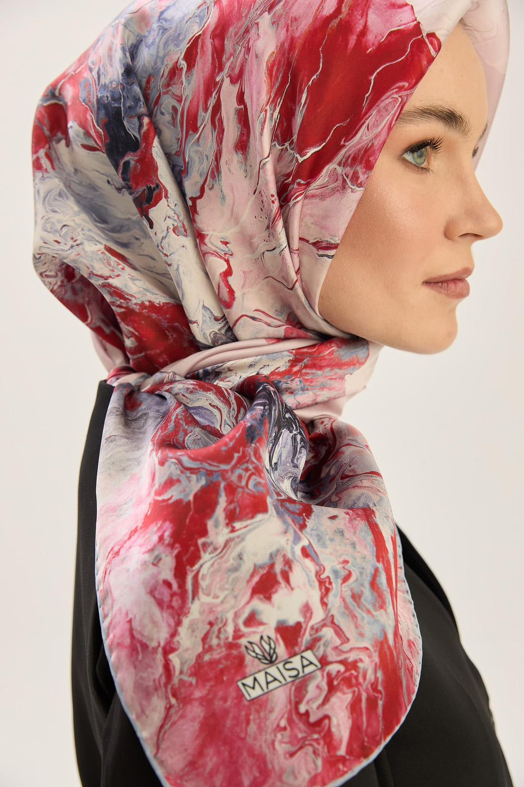 Maisa KATRE SURA İPEK EŞARP 90*90 CM - GÜL KURUSU