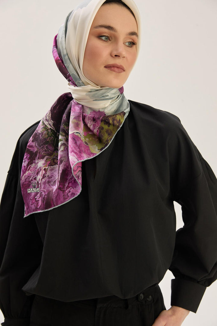 Maisa KATRE SURA İPEK EŞARP 90*90 CM - MOR