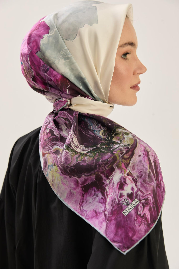Maisa KATRE SURA İPEK EŞARP 90*90 CM - MOR