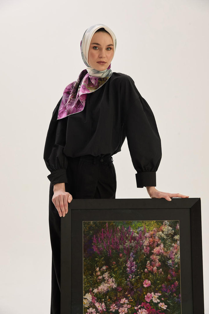 Maisa KATRE SURA İPEK EŞARP 90*90 CM - MOR