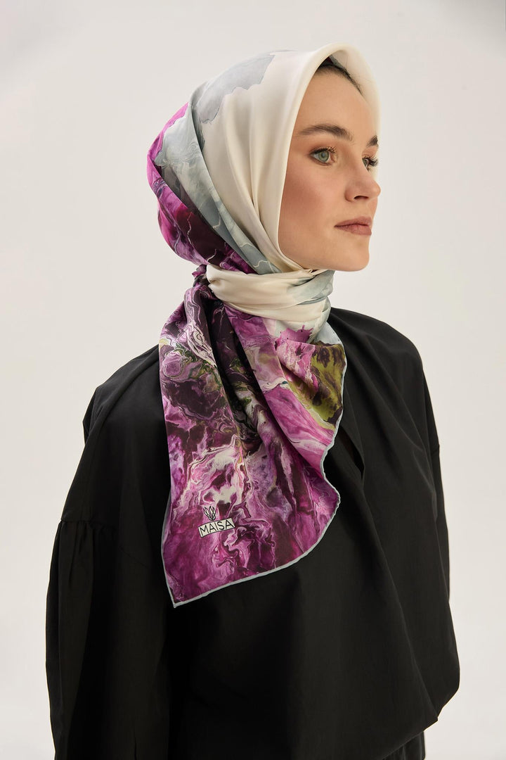 Maisa KATRE SURA İPEK EŞARP 90*90 CM - MOR