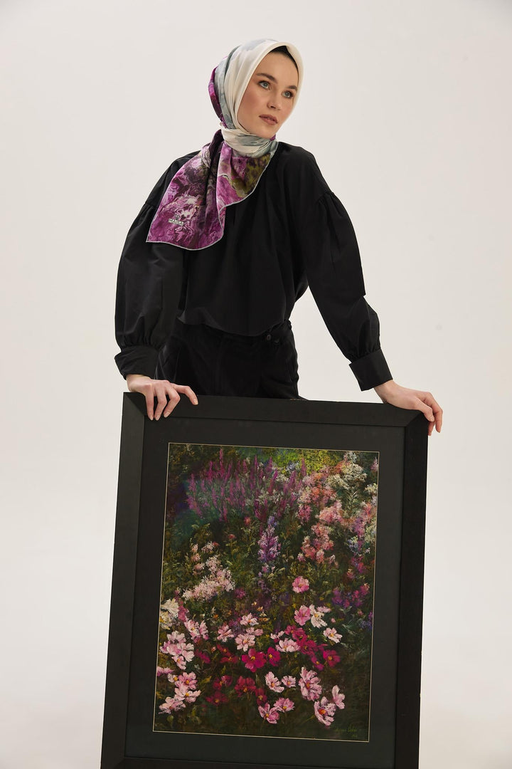 Maisa KATRE SURA İPEK EŞARP 90*90 CM - MOR