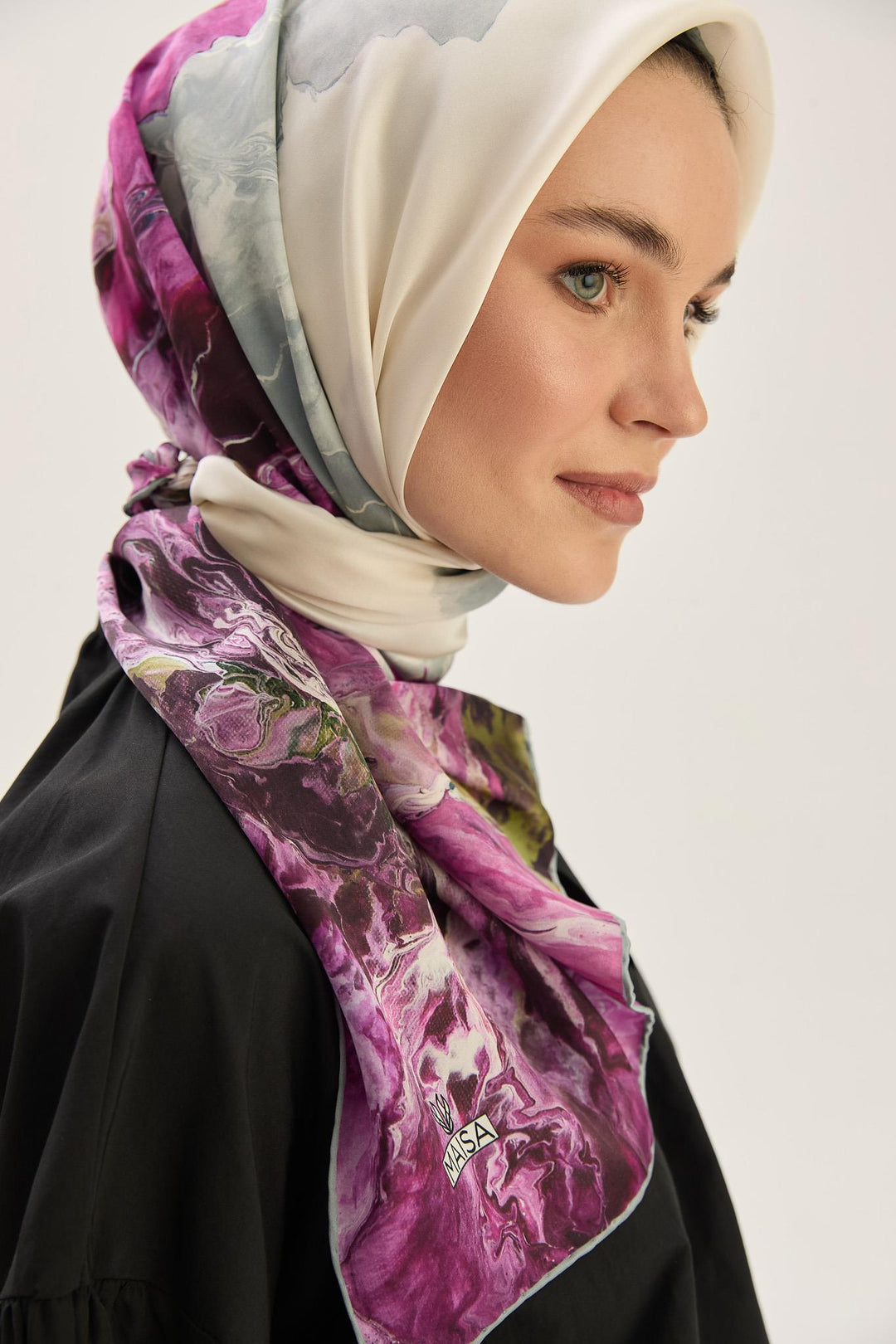 Maisa KATRE SURA İPEK EŞARP 90*90 CM - MOR