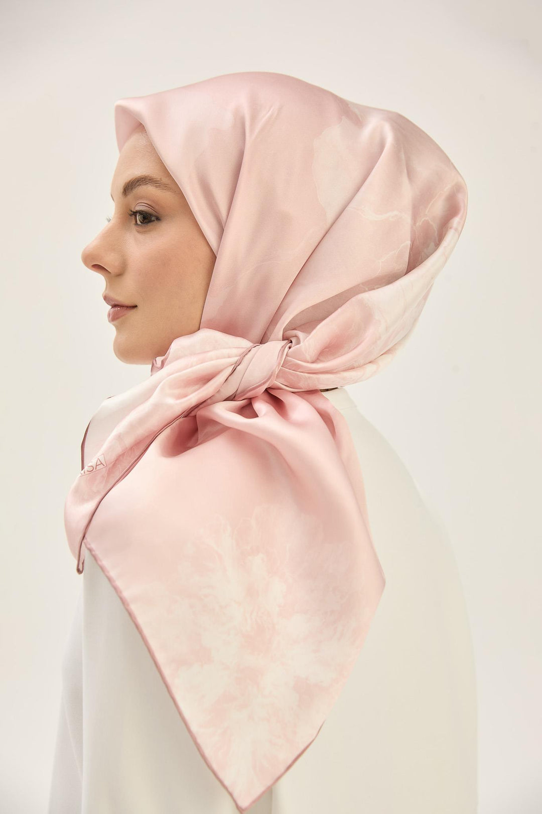 Maisa KATRE SURA İPEK EŞARP 90*90 CM - PUDRA PEMBE