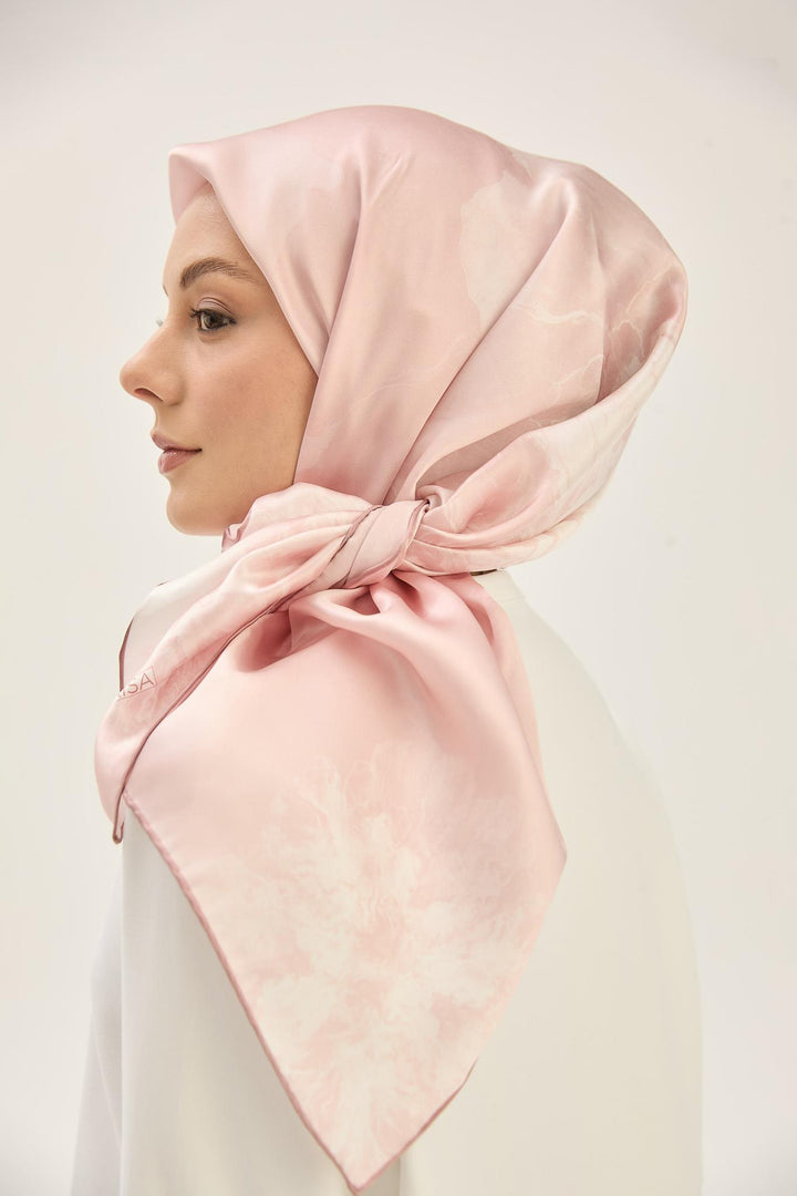 Maisa KATRE SURA İPEK EŞARP 90*90 CM - PUDRA PEMBE