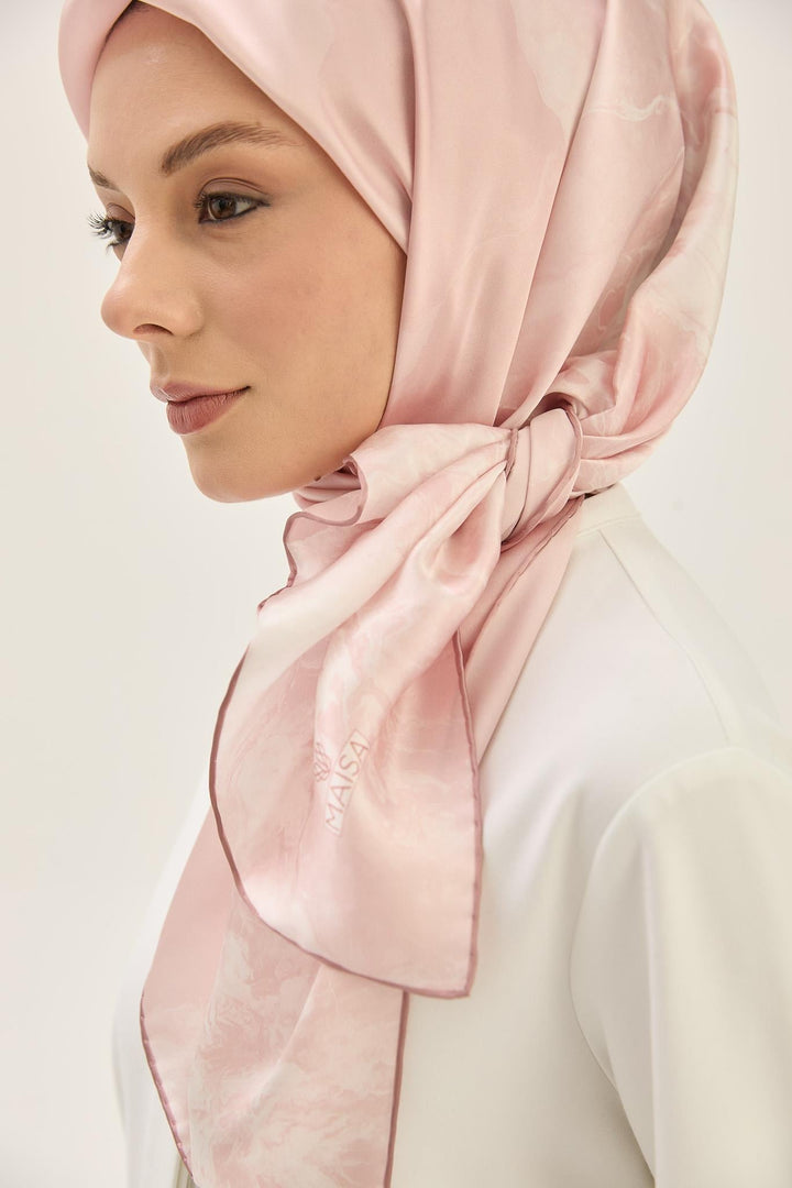Maisa KATRE SURA İPEK EŞARP 90*90 CM - PUDRA PEMBE