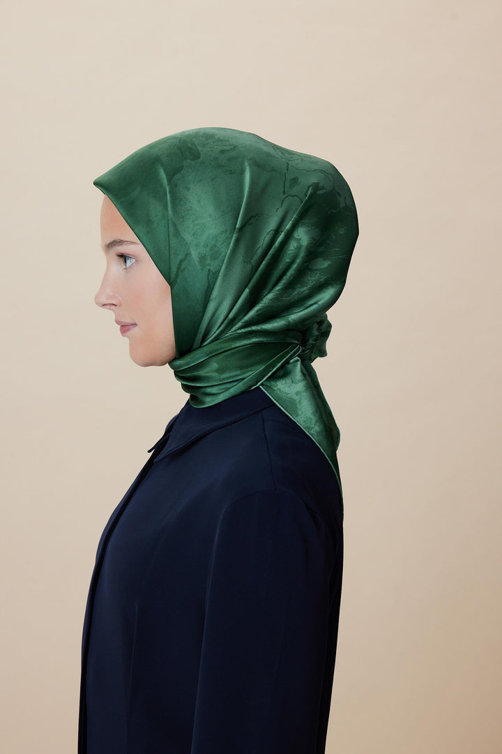 Maisa KATRE SURA İPEK EŞARP 90*90 CM - YEŞİL