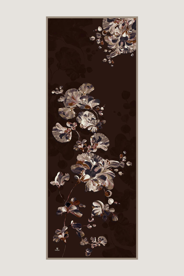 KEHRİBAR KREP İPEK ŞAL 70*190 CM - KAHVERENGİ 