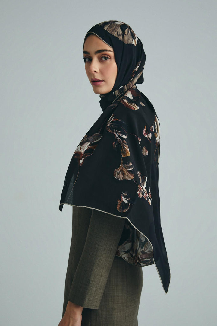 Maisa KEHRİBAR PAMUK İPEK ŞAL 70*190 CM - KAHVERENGİ