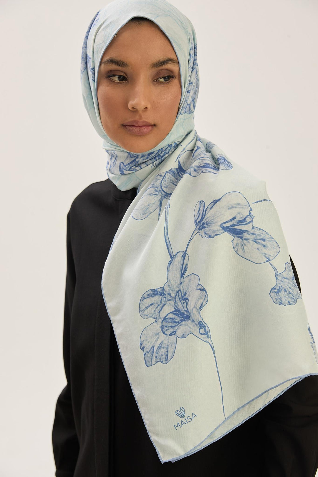 Maisa KEHRİBAR PAMUK İPEK ŞAL 70*190 CM - MAVİ