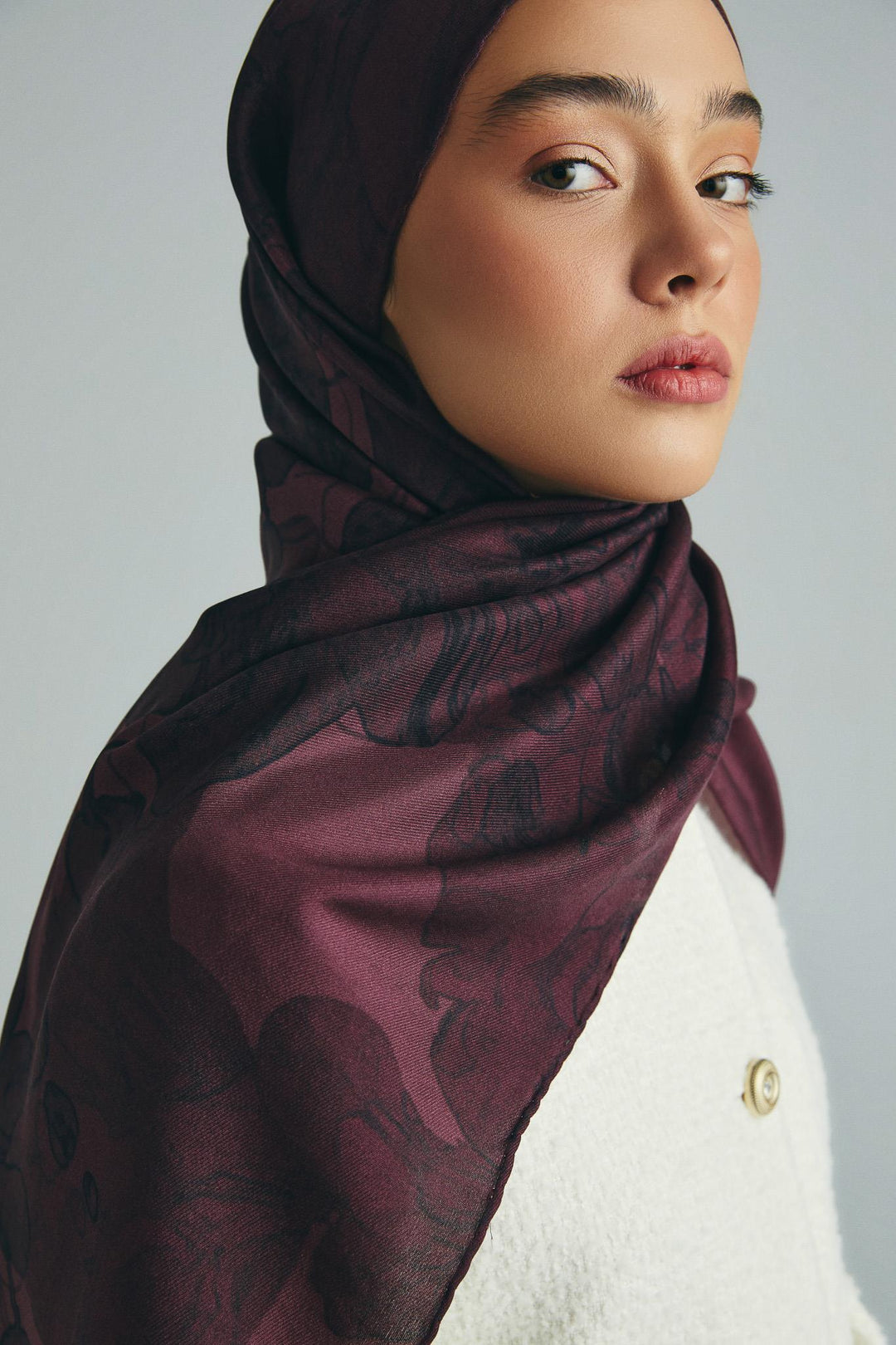 Maisa KEHRİBAR PAMUK İPEK ŞAL 70*190 CM - MÜRDÜM