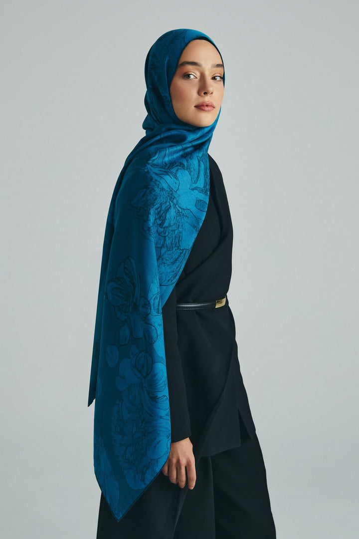Maisa KEHRİBAR PAMUK İPEK ŞAL 70*190 CM - PETROL MAVİSİ