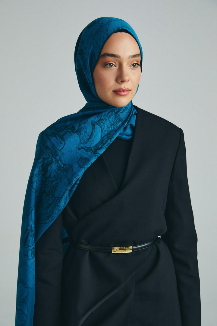 Maisa KEHRİBAR PAMUK İPEK ŞAL 70*190 CM - PETROL MAVİSİ