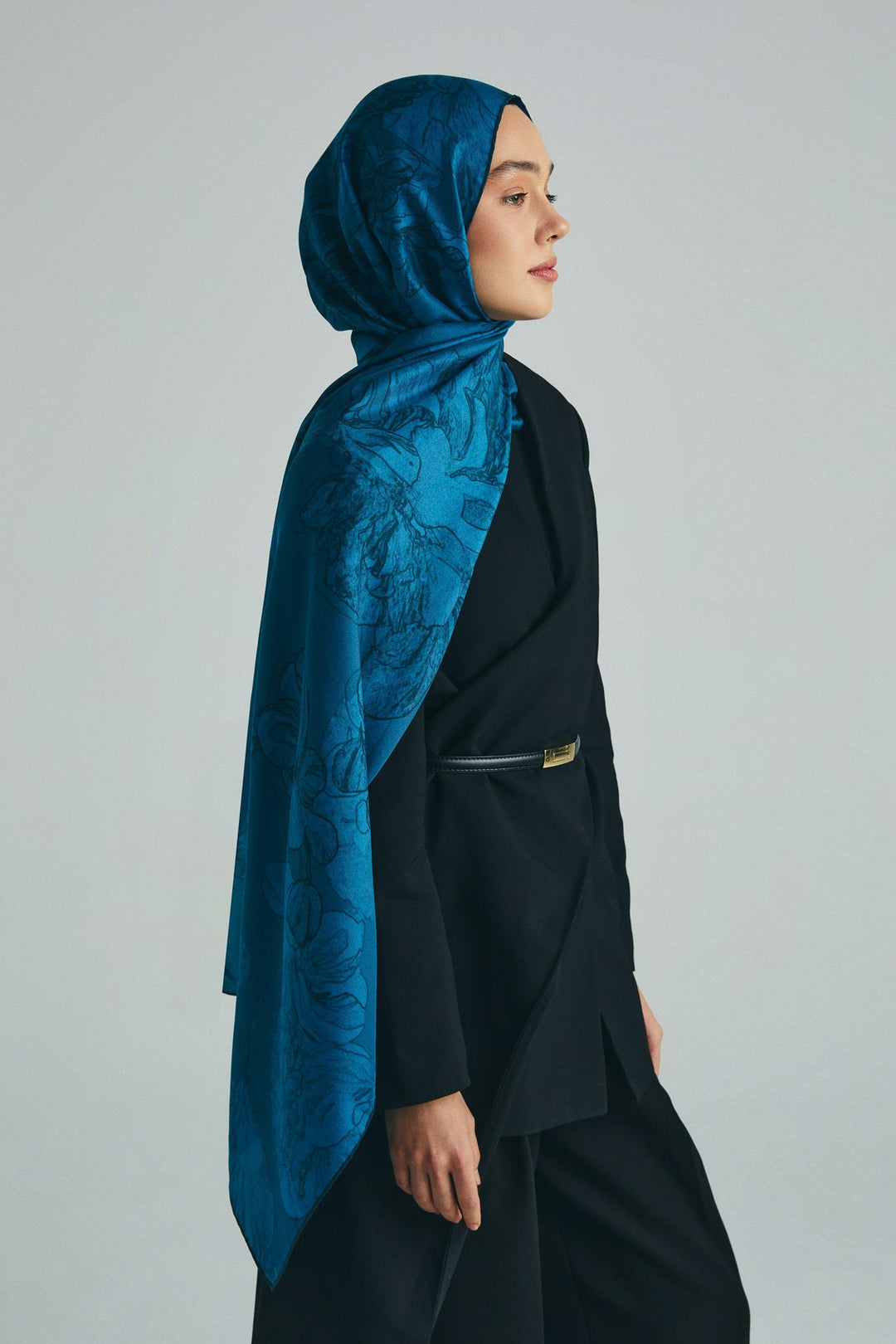 Maisa KEHRİBAR PAMUK İPEK ŞAL 70*190 CM - PETROL MAVİSİ