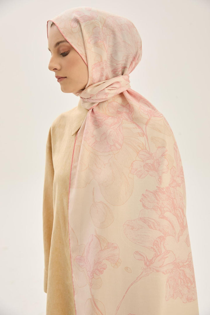 Maisa KEHRİBAR PAMUK İPEK ŞAL 70*190 CM - PUDRA PEMBE