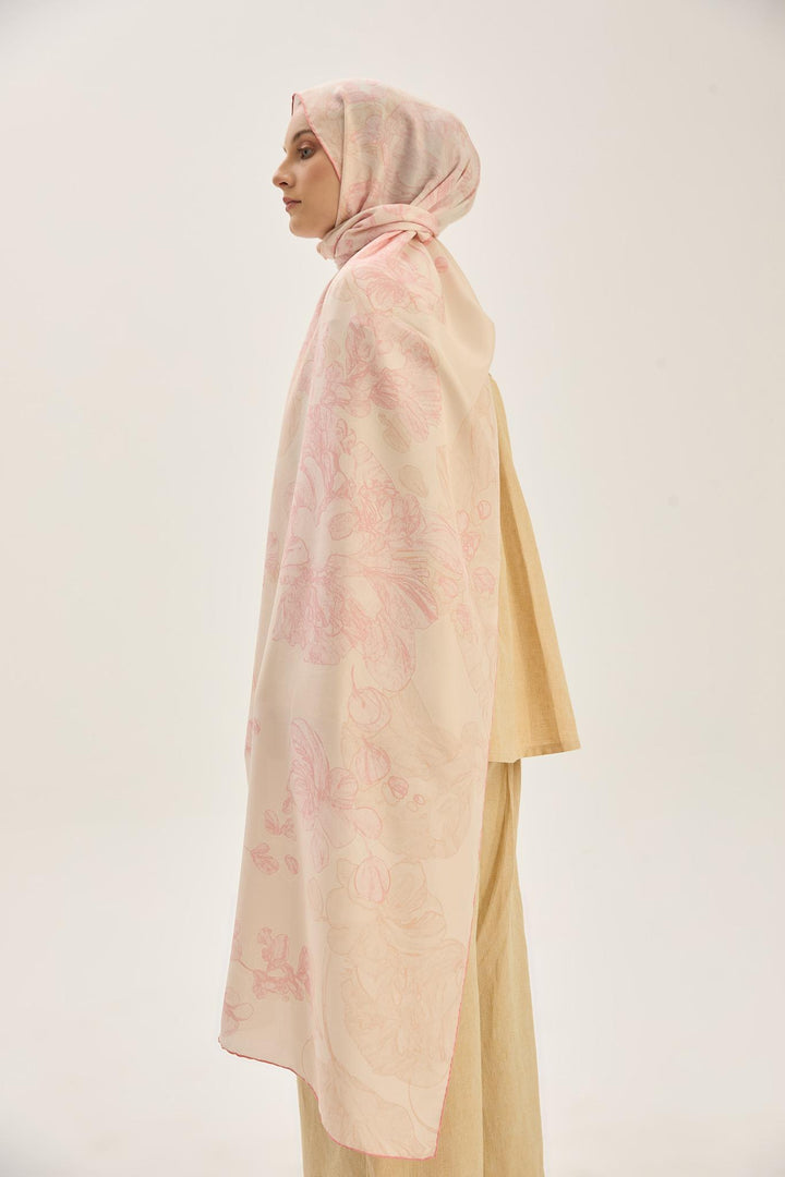 Maisa KEHRİBAR PAMUK İPEK ŞAL 70*190 CM - PUDRA PEMBE