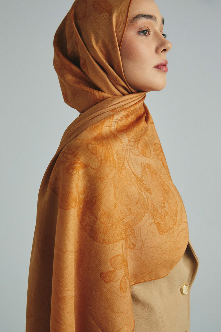 Maisa KEHRİBAR PAMUK İPEK ŞAL 70*190 CM - TABA