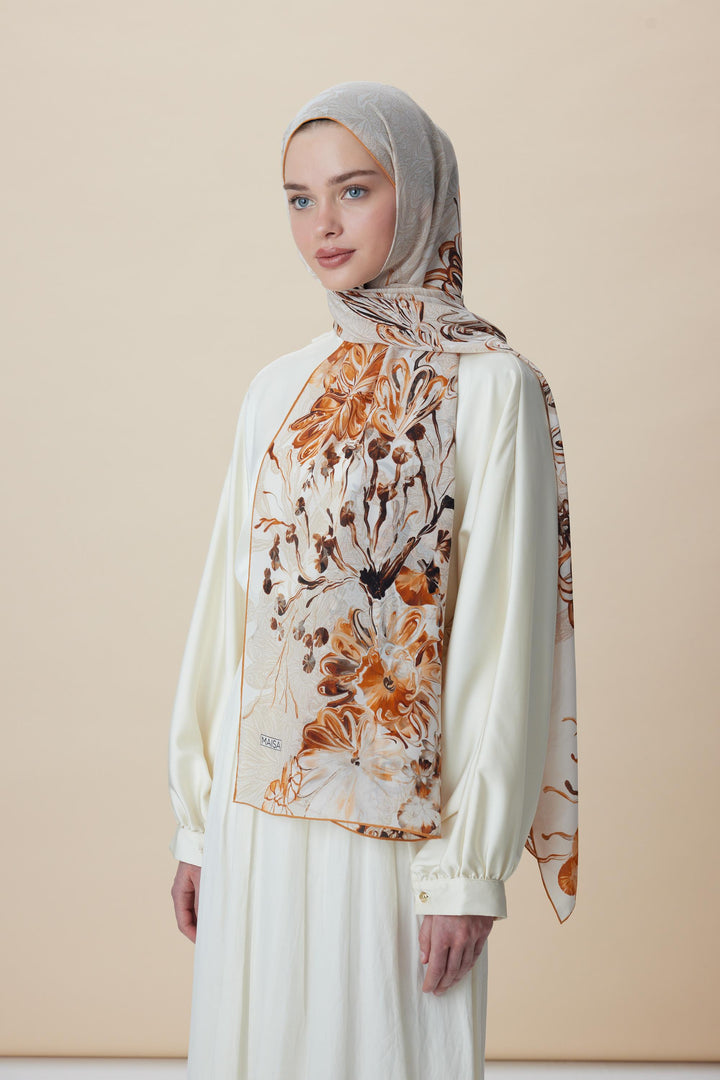 Maisa KORAL KREP İPEK ŞAL 70*190 CM - BEJ