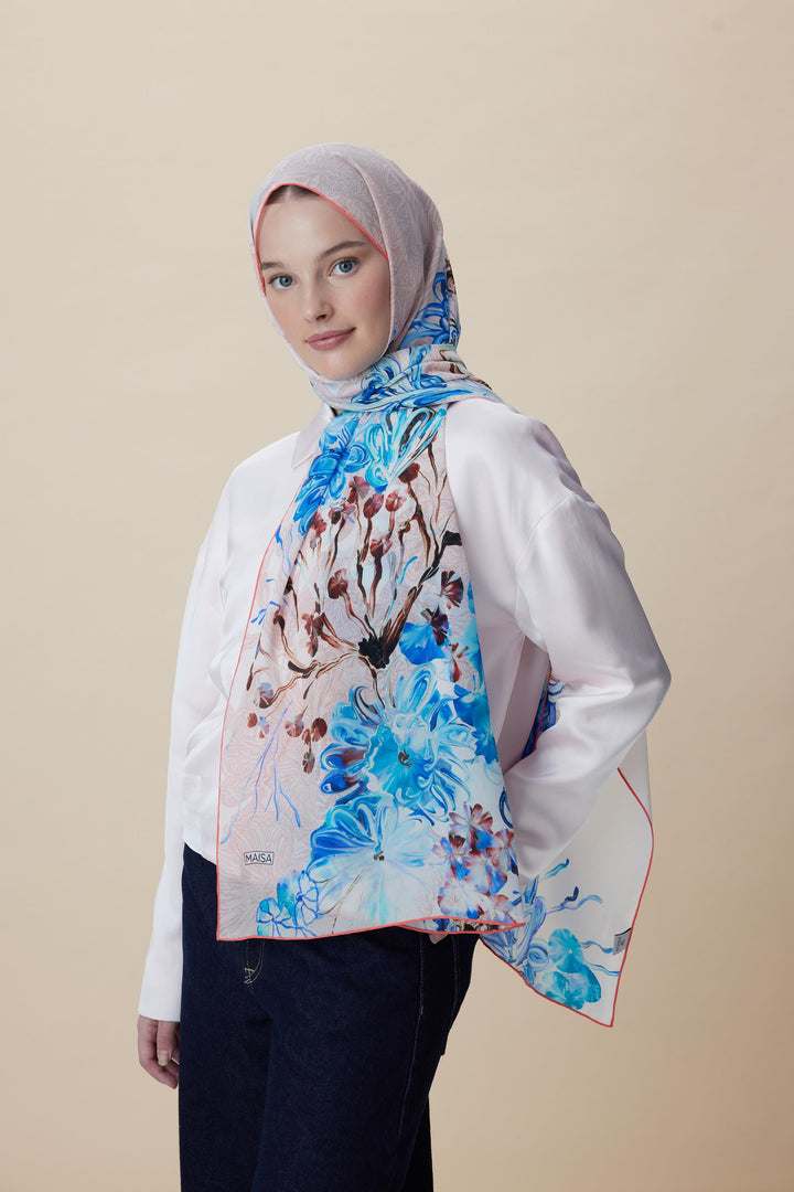 Maisa KORAL KREP İPEK ŞAL 70*190 CM - PUDRA PEMBE