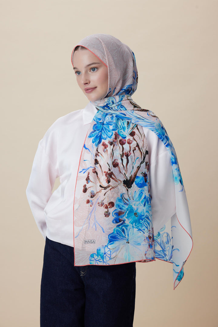 Maisa KORAL KREP İPEK ŞAL 70*190 CM - PUDRA PEMBE