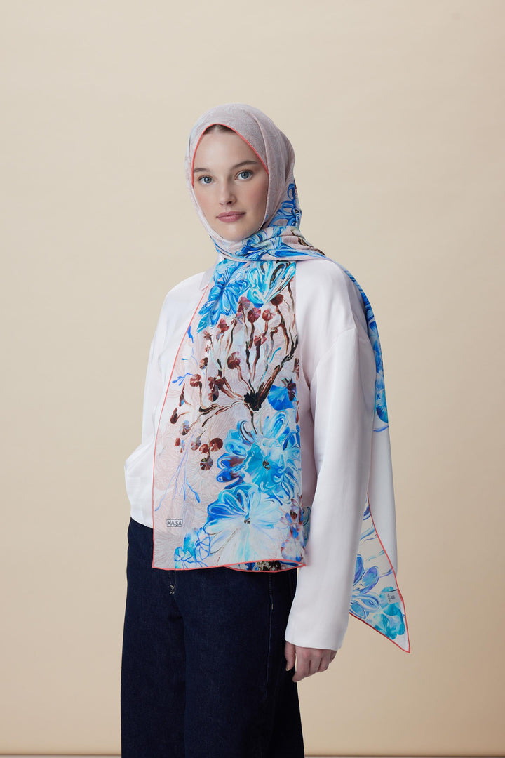 Maisa KORAL KREP İPEK ŞAL 70*190 CM - PUDRA PEMBE