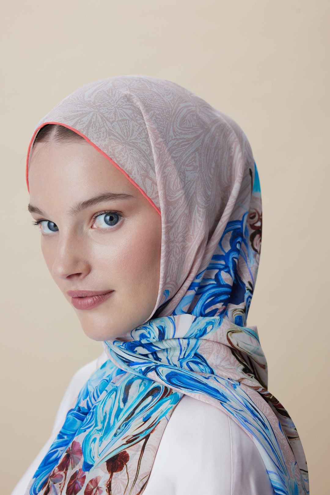 Maisa KORAL KREP İPEK ŞAL 70*190 CM - PUDRA PEMBE