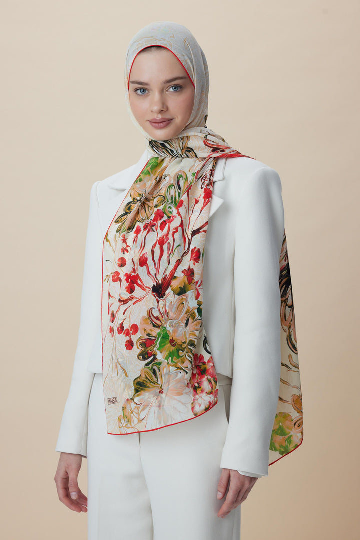 Maisa KORAL KREP İPEK ŞAL 70*190 CM - YEŞİL
