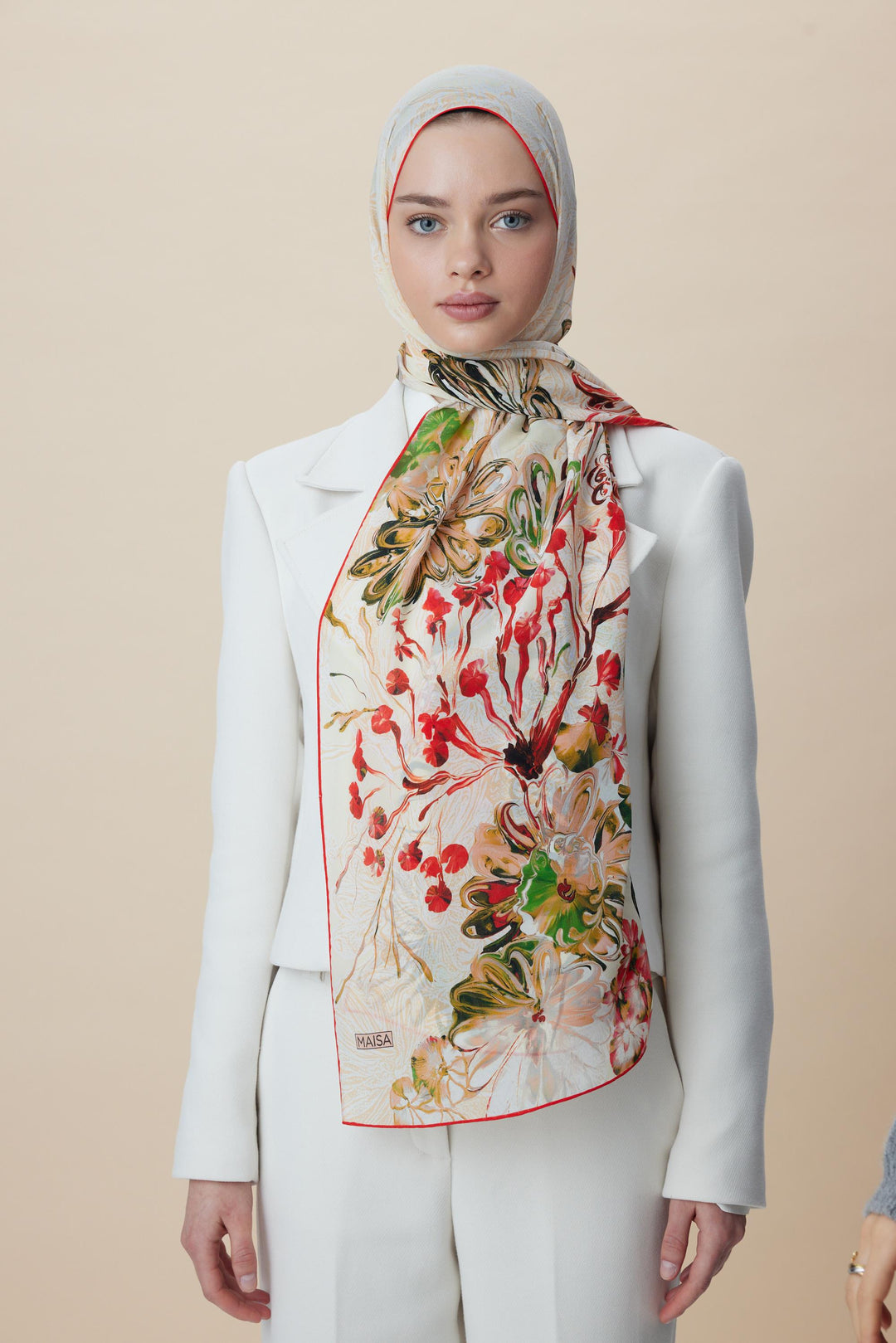 Maisa KORAL KREP İPEK ŞAL 70*190 CM - YEŞİL