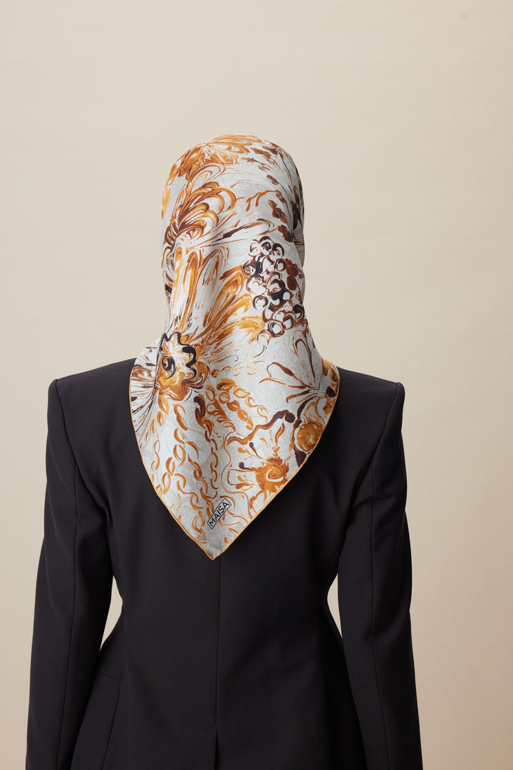 KORAL MULBERRY İPEK EŞARP 90*90 CM - BEJ - Görsel 6