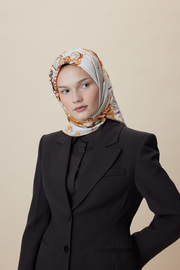 KORAL MULBERRY İPEK EŞARP 90*90 CM - BEJ - Görsel 3