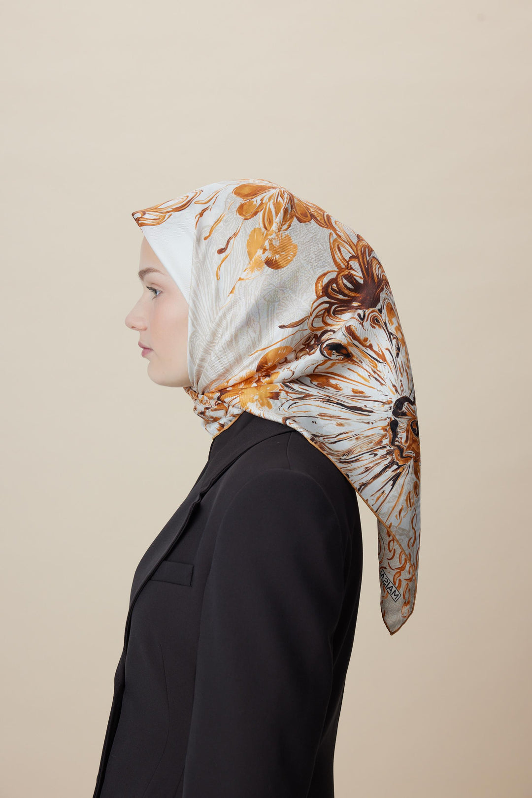 KORAL MULBERRY İPEK EŞARP 90*90 CM - BEJ - Görsel 1