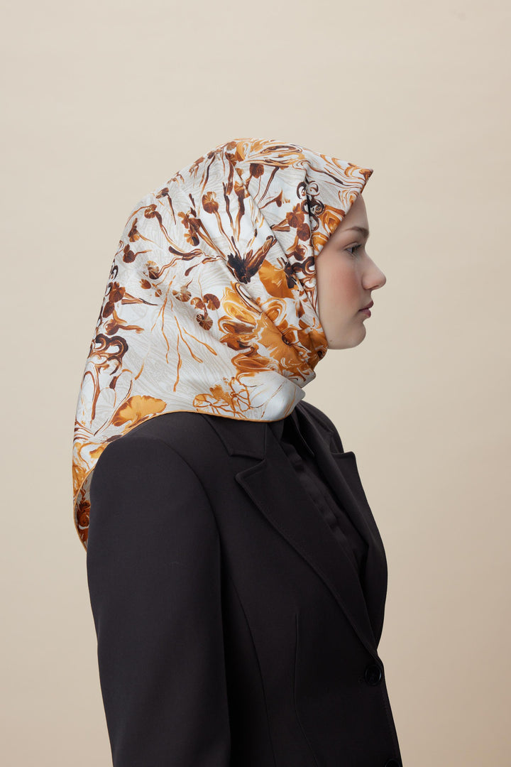 KORAL MULBERRY İPEK EŞARP 90*90 CM - BEJ - Görsel 4