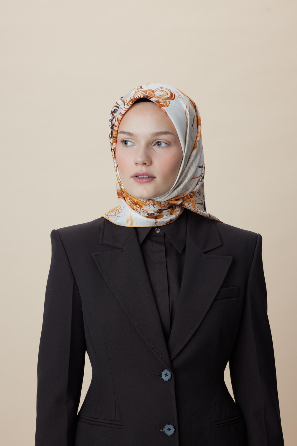 KORAL MULBERRY İPEK EŞARP 90*90 CM - BEJ - Görsel 2