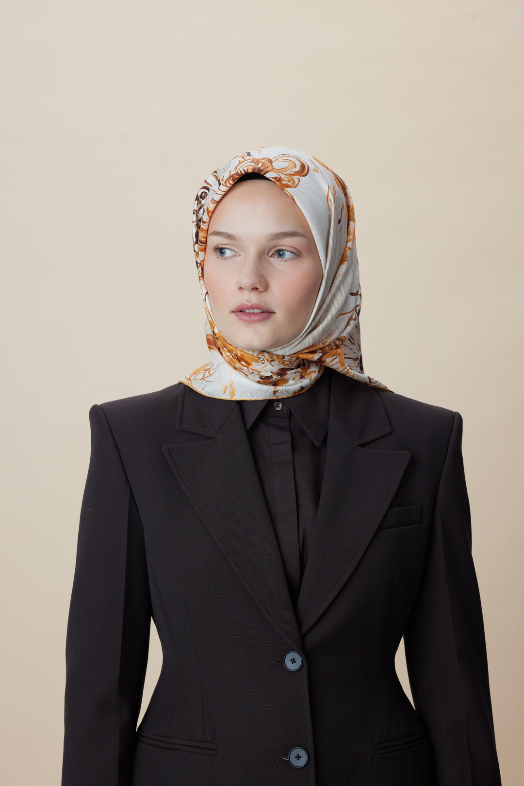 KORAL MULBERRY İPEK EŞARP 90*90 CM - BEJ - Görsel 2