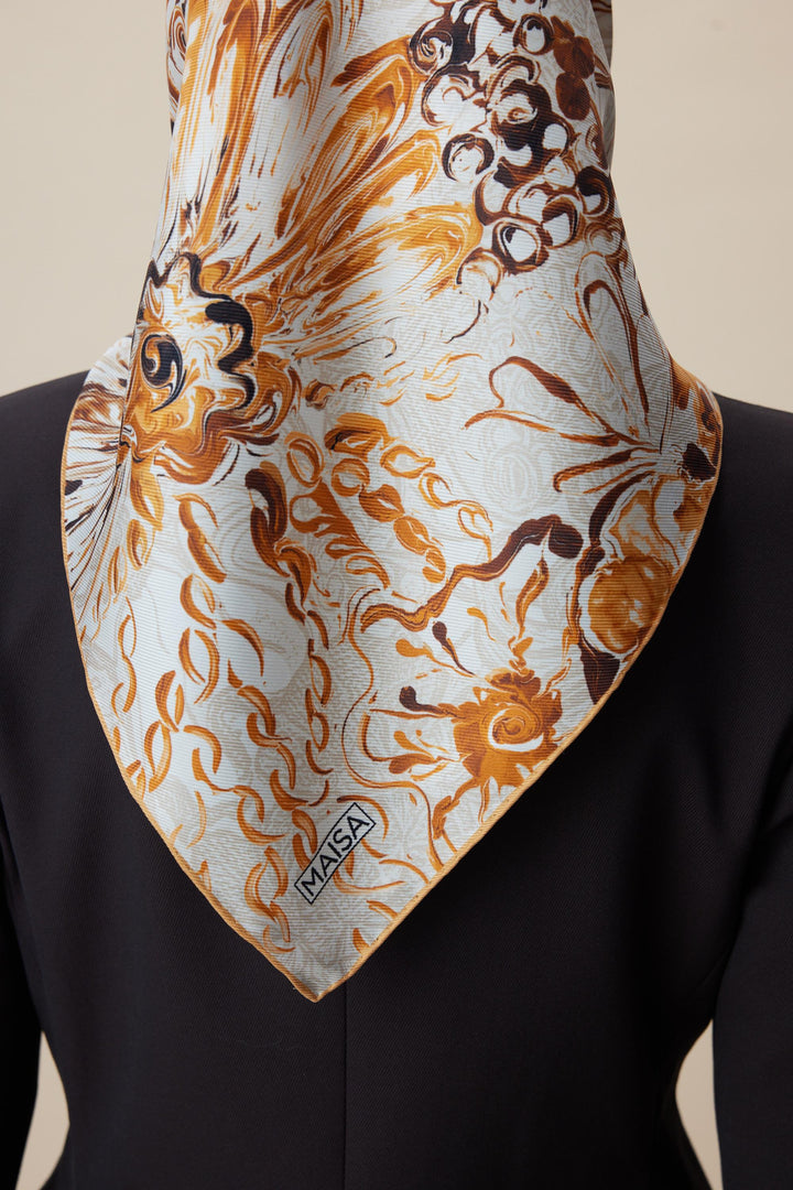KORAL MULBERRY İPEK EŞARP 90*90 CM - BEJ - Görsel 7