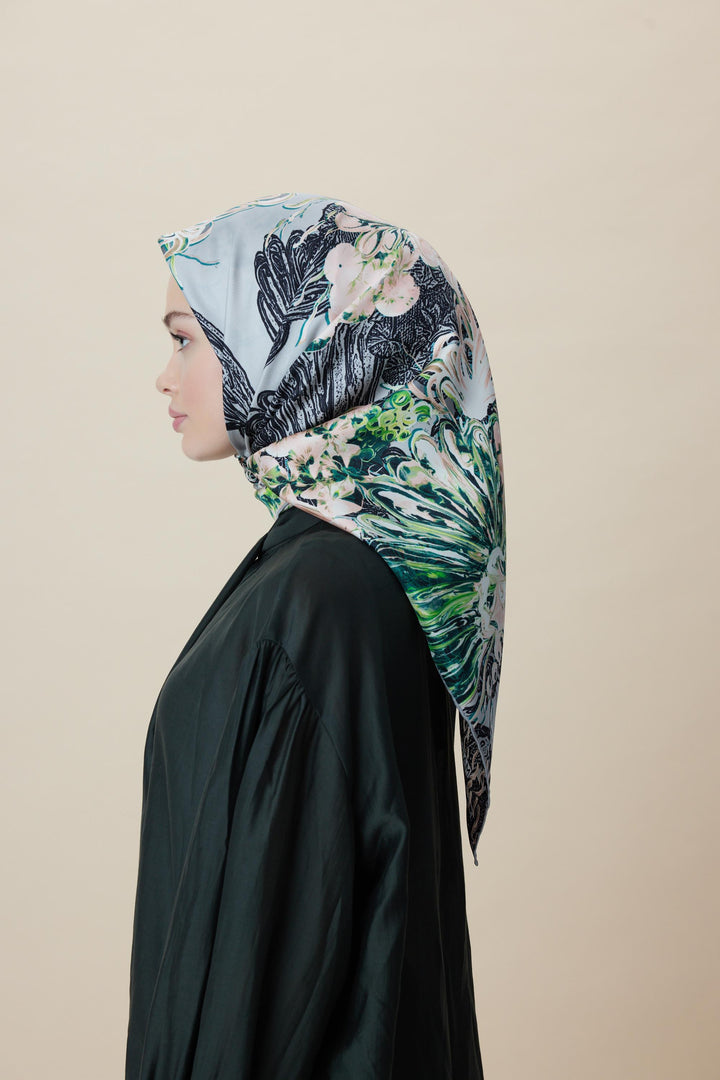 KORAL MULBERRY İPEK EŞARP 90*90 CM - GRİ - Görsel 3